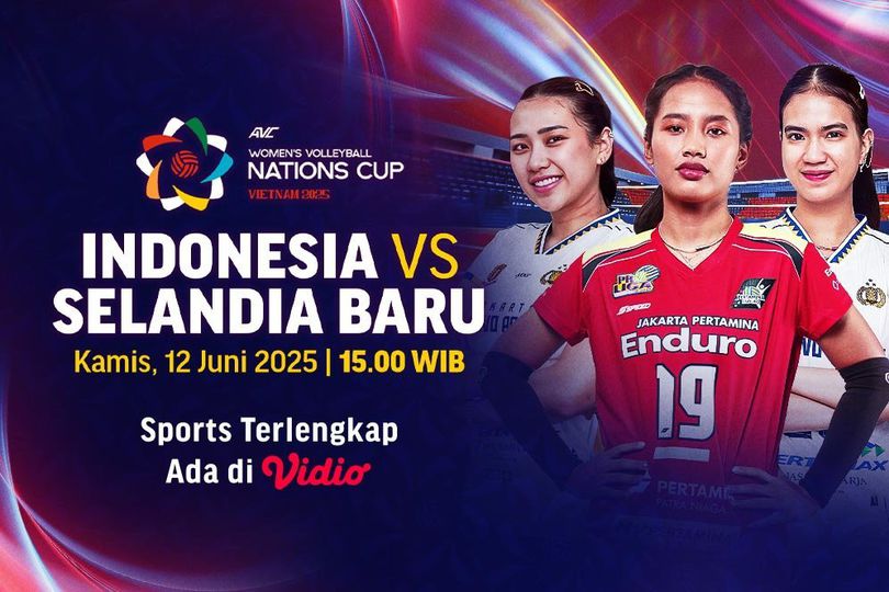 Saksikan Indonesia vs New Zealand: AVC Women's Volleyball Nations Cup 2025 di Vidio Saksikan Indonesia vs New Zealand: AVC Women's Volleyball Nations Cup 2025 di Vidio