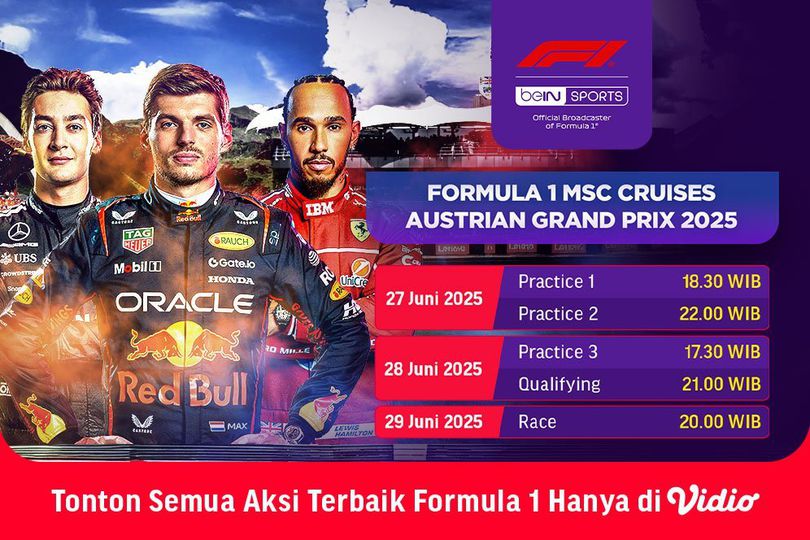 Catat Jadwal Live Streaming Formula 1 Msc Cruises Austrian Grand Prix 2025 di Vidio