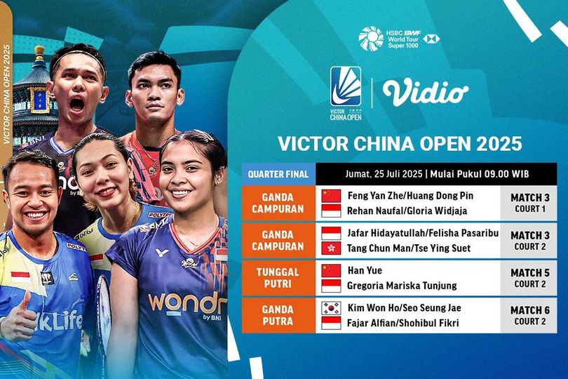 Streaming Victor China Open 2025 Babak Perempat Final di Vidio Streaming Victor China Open 2025 Babak Perempat Final di Vidio