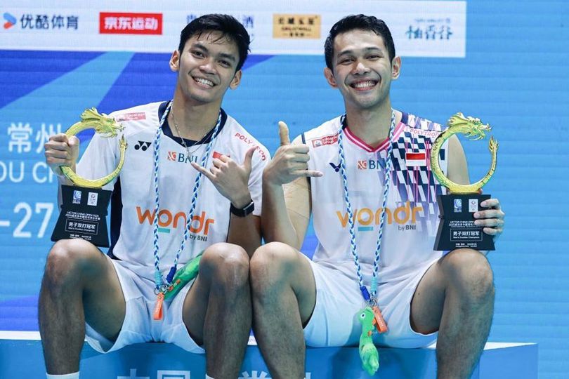 Fajar Alfian/Muhammad Shohibul Fikri Selebrasi Aura Farming Usai Juarai China Open 2025 Fajar Alfian/Muhammad Shohibul Fikri Selebrasi Aura Farming Usai Juarai China Open 2025