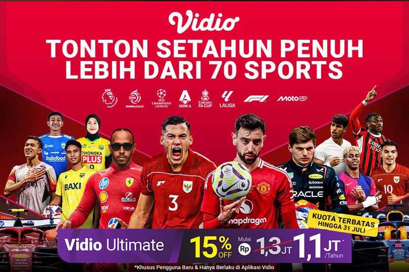Nonton Olahraga Favorit Kamu Selama Satu Tahun Lebih Hemat dengan Paket Vidio Ultimate! Nonton Olahraga Favorit Kamu Selama Satu Tahun Lebih Hemat dengan Paket Vidio Ultimate!