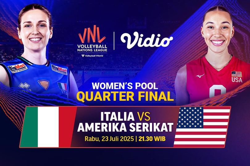 Link Live Streaming Italia vs Amerika Serikat di Babak Perempat Final VNL Women's 2025 di Vidio Link Live Streaming Italia vs Amerika Serikat di Babak Perempat Final VNL Women's 2025 di Vidio
