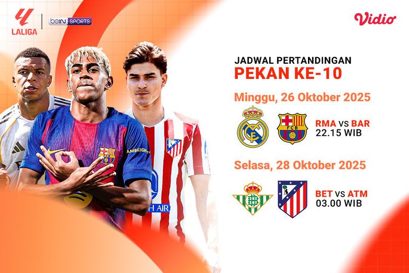 Jadwal dan Live Streaming LaLiga 2025/26: Pekan Ke-10 Live Streaming Eksklusif di Vidio