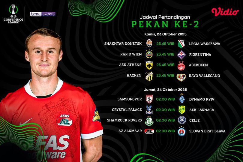 Catat Jadwal Europa Conference League 2025/26: Pekan Ke-2 Eksklusif di Vidio Catat Jadwal Europa Conference League 2025/26: Pekan Ke-2 Eksklusif di Vidio