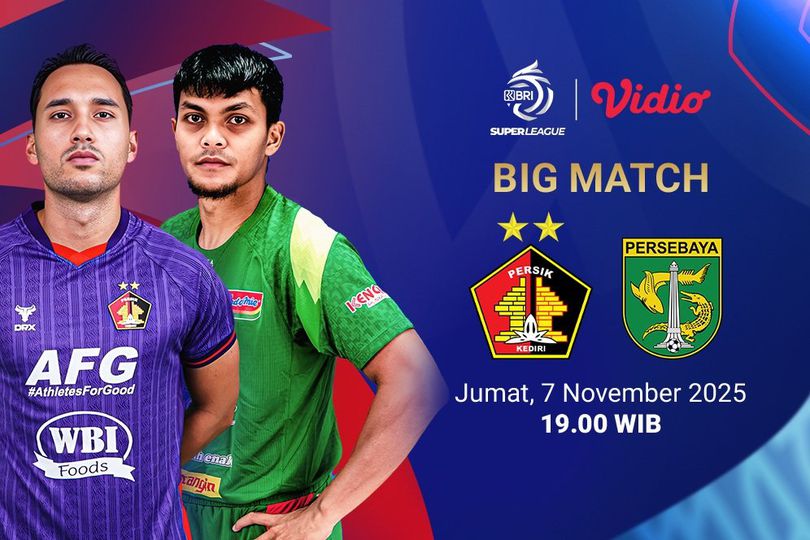 Jadwal Siaran Langsung BRI Super League 2025/26: Persik vs Persebaya di Vidio Malam Ini Jadwal Siaran Langsung BRI Super League 2025/26: Persik vs Persebaya di Vidio Malam Ini