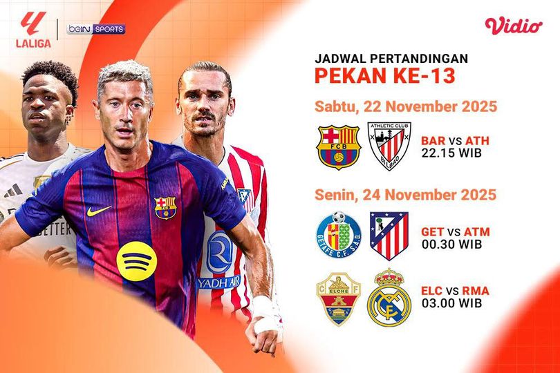 Simak Jadwal La Liga 2025/26 Pekan ke-13, Tayang Eksklusif di Vidio