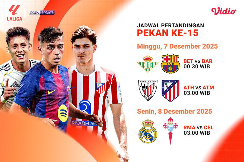 Simak Jadwal La Liga Pekan ke-15 2025/26, Tayang Eksklusif di Vidio