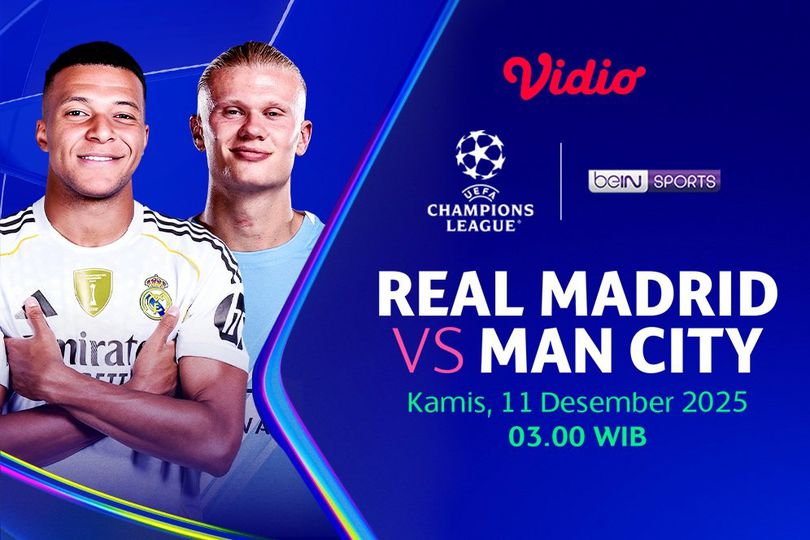 Saksikan Live Streaming Liga Champions 2025/26: Real Madrid vs Manchester City, Eksklusif di Vidio Saksikan Live Streaming Liga Champions 2025/26: Real Madrid vs Manchester City, Eksklusif di Vidio