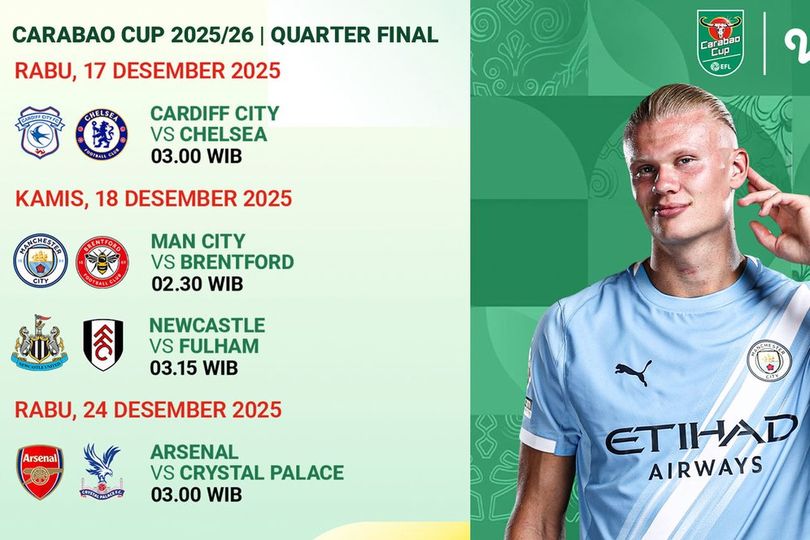 Berikut Jadwal Perempat Final Carabao Cup 2025/26, Tayang di Vidio