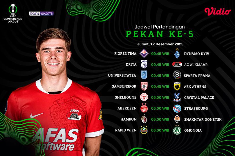 Jadwal Siaran Langsung UEFA Conference League 2025/26 Matchday 5 di Vidio Jadwal Siaran Langsung UEFA Conference League 2025/26 Matchday 5 di Vidio