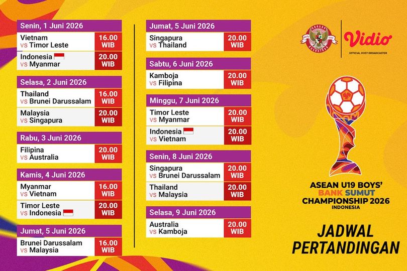 Catat Jadwal Pertandingan ASEAN U19 Boys Championship 2026 di Vidio Catat Jadwal Pertandingan ASEAN U19 Boys Championship 2026 di Vidio