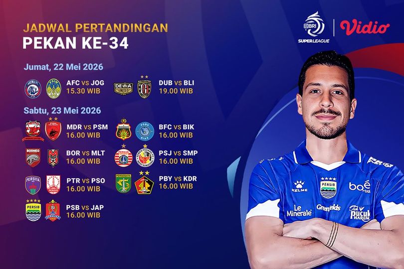 Jadwal dan Link Siaran Langsung BRI Super League 2025/26 di Vidio Pekan Ini Jadwal dan Link Siaran Langsung BRI Super League 2025/26 di Vidio Pekan Ini