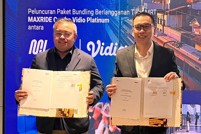 Peluncuran Paket Bundling Berlangganan Tiket MRT MAXRIDE Combo Vidio Platinum antara MRT Jakarta dan Vidio Peluncuran Paket Bundling Berlangganan Tiket MRT MAXRIDE Combo Vidio Platinum antara MRT Jakarta dan Vidio