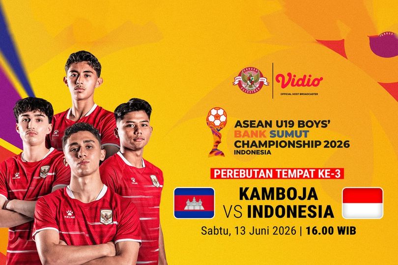 Saksikan ASEAN U19 Boys Championship 2026 3rd Place: Kamboja vs Indonesia Hanya di Vidio Saksikan ASEAN U19 Boys Championship 2026 3rd Place: Kamboja vs Indonesia Hanya di Vidio