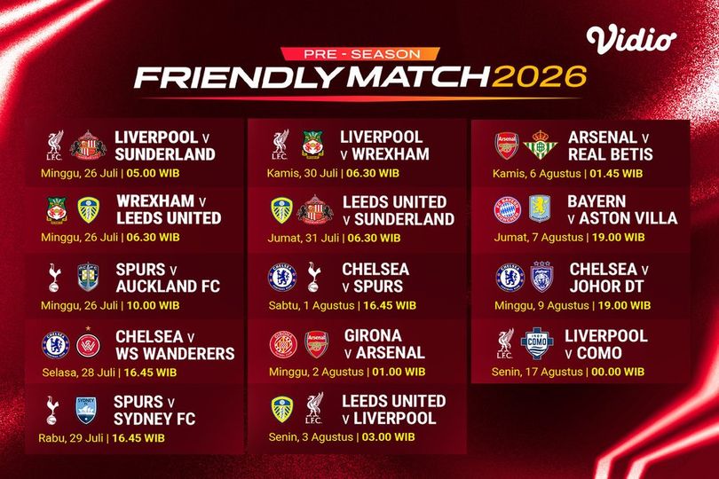 Pre-season Friendly Match 2026: Eksperimen Taktis dan Debut Pelatih Baru Hanya di Vidio Pre-season Friendly Match 2026: Eksperimen Taktis dan Debut Pelatih Baru Hanya di Vidio