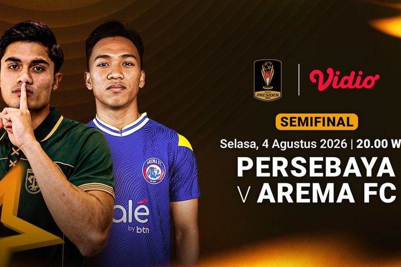 Jadwal Semifinal Piala Presiden 2026 - Persebaya vs Arema FC: Bajul Ijo Andalkan Tren Positif di Vidio Jadwal Semifinal Piala Presiden 2026 - Persebaya vs Arema FC: Bajul Ijo Andalkan Tren Positif di Vidio