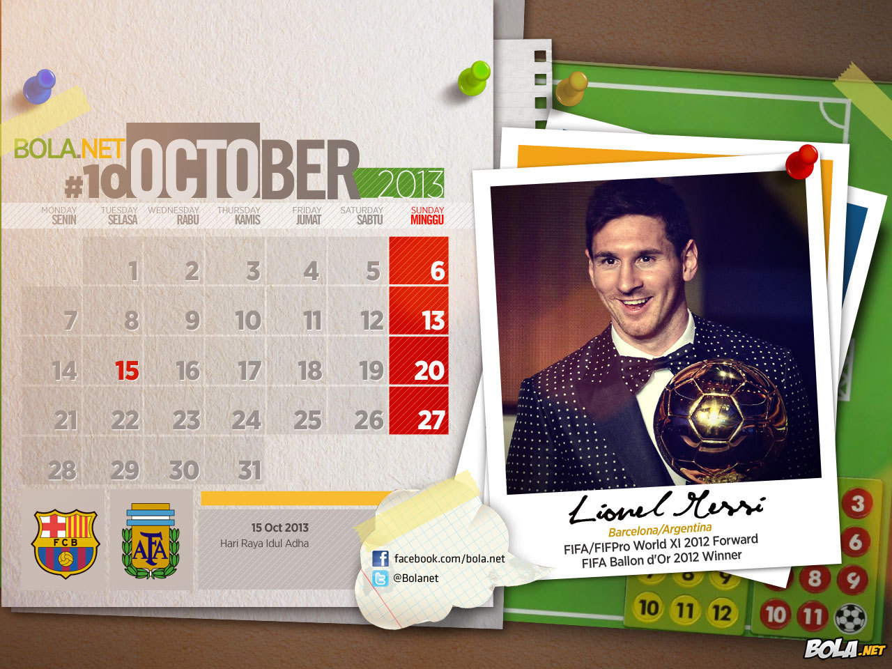 Download Wallpaper - Messi Kalender Oktober 2013 - Bola.net