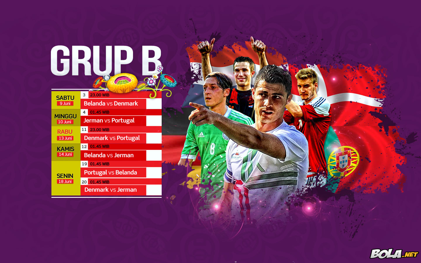 Deskripsi : Wallpaper Jadwal Grup B Euro 2012, size: 1440x900