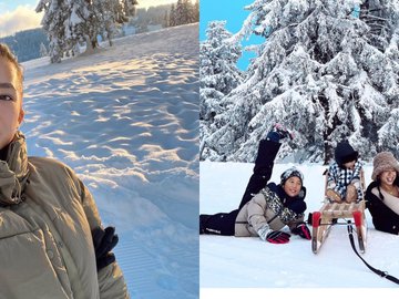 Intip Gaya Jennier Bachdim saat Main Salju Bareng Anak-Anaknya, Baby Kiyoji Lucu Banget!