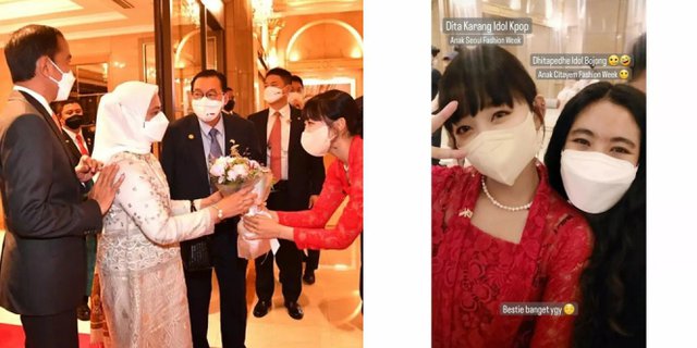 Potret Dita Karang Sambut Jokowi Di Kbri Korea Selatan Pakai Kebaya