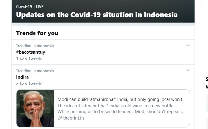 Trending Twitter Indira