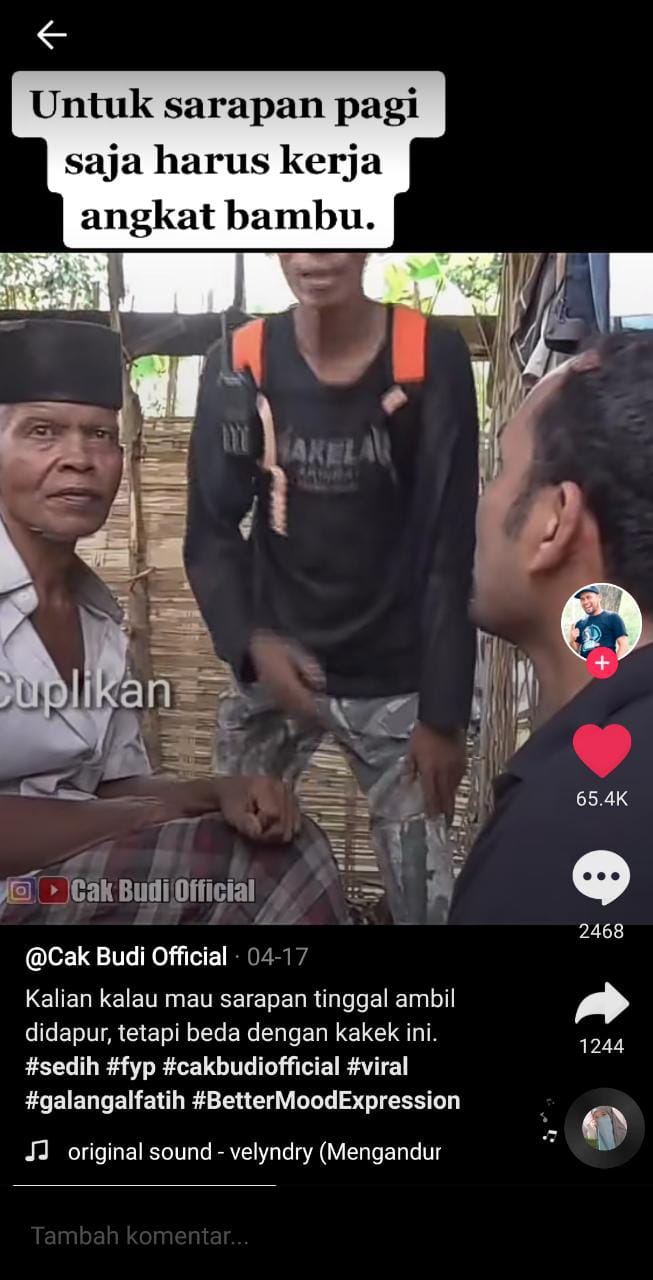 Kakek Angkat Bambu untuk Sarapan