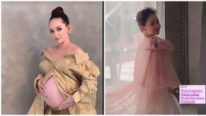 Ini Gaya Maternity Shoot Angelica Simperler dengan Tema Warna Pink yang Manis Banget
