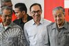 Muhyiddin, Anwar Ibrahim dan Mahathit Mohammad saat masih bersatu di bawah Pakatan Harapan