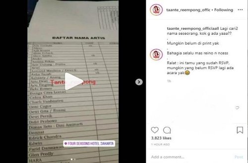  Tangkapan layar undangan Syahrini-Reino