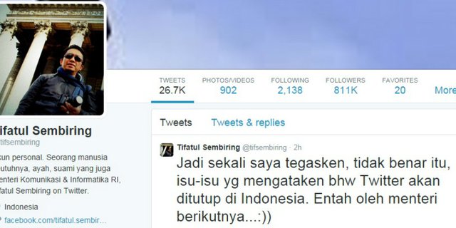 Heboh Kicauan Menteri Tifatul 'Tutup Twitter di Indonesia'