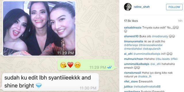 Raline Shah Bocorkan Foto Editan Syahrini