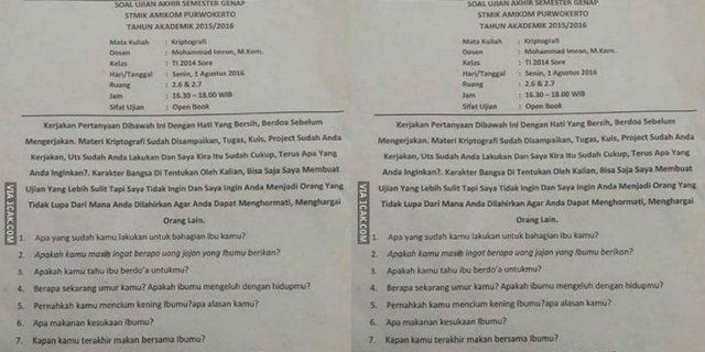 Soal Ujian Dosen Purwokerto Gegerkan Mahasiswa dan Netizen