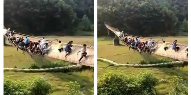 Liburan Hari Buruh, 20 Wisatawan Terjebak di Jembatan Ayun