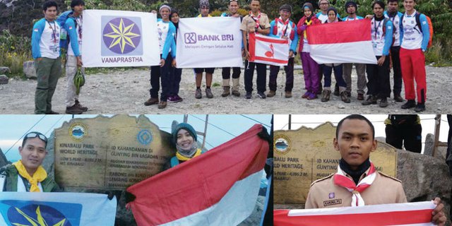 Pramuka Indonesia Sukses Kibarkan Merah Putih di Kinabalu