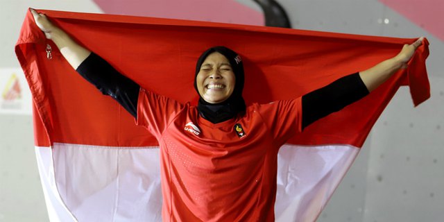 Gaya Hijab 'Spiderwoman' Indonesia Saat Sabet Medali Emas
