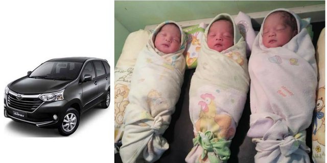 Keburu Lahir di Mobil, Bayi Kembar Tiga Diberi Nama Avanza