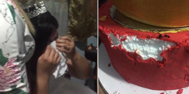 Pengantin Kejer Mengetahui Kue Pernikahan Rp37 Juta Terbuat dari Styrofoam