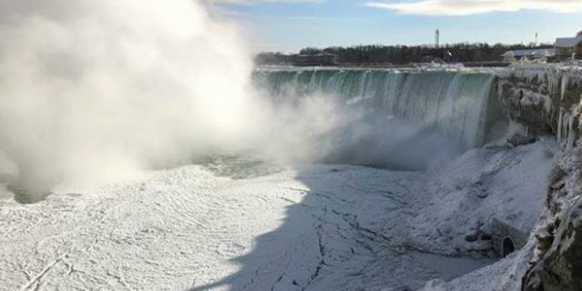 Potret Menakjubkan Air Terjun Niagara Membeku