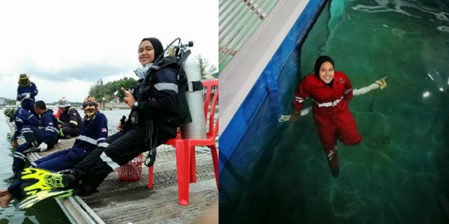 Hijabers ini Jadi Tukang Las Bawah Laut Pertama di Malaysia