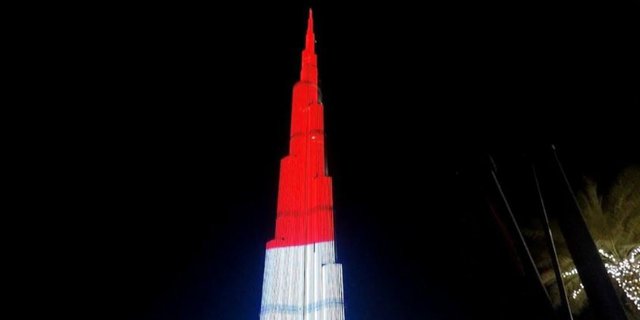 Keren! Visualisasi Merah Putih di Burj Khalifa, Gedung Tertinggi di Dunia