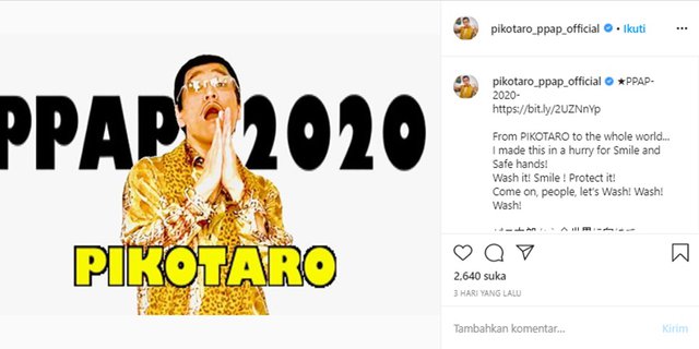 Pikotaro Pen Pineapple Apple Pen Bikin Lagu Baru Lawan Corona, Ini Liriknya