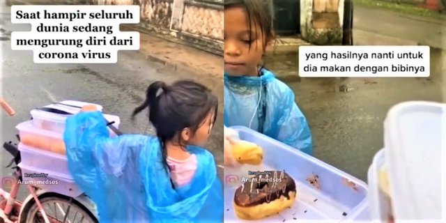 Kisah Viral Gadis Kecil Rela Keliling Kampung Jajakan Donat demi Makan Keluarga