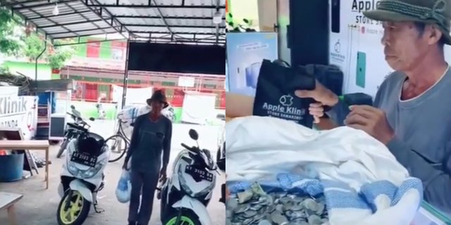 Terenyuh, Kisah Bapak Belikan HP dengan Sekarung Uang Receh Viral di Medsos