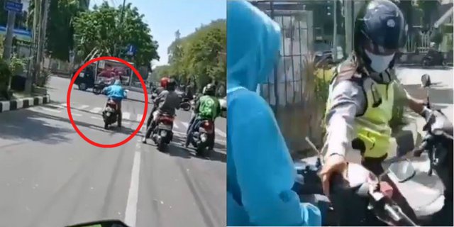 Sudah Pose Start ala Valentino Rossi, eh Diciduk Polisi dari Belakang