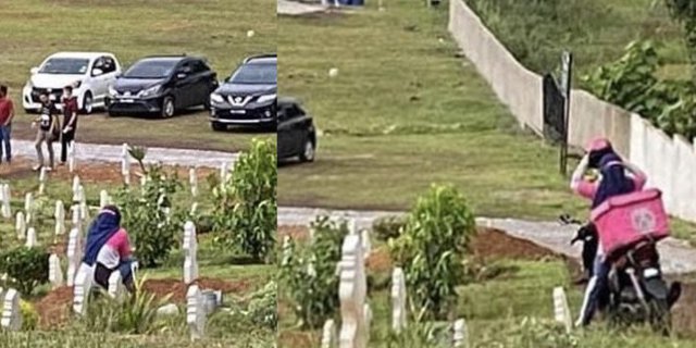 Gadis Driver Ojol Tiap Hari Ziarahi Makam Ibu, Seperti Rumah Keduanya