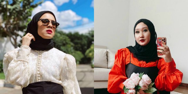2 Gaya Fashion Hijab Klasik Selebriti dengan Outfit Barli Asmara 