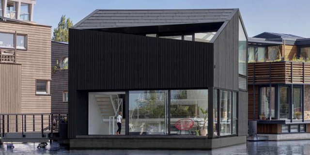 Rumah Apung di Belanda Bergaya Simpel dan Modern