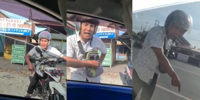 Merasa Diserempet, Pria Mengamuk, Anehnya Malah Kasih Helm ke Pengemudi Mobil