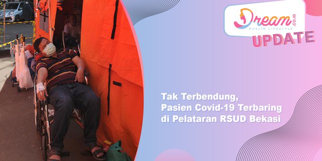 Pasien Covid-19 Terbaring di Pelataran RSUD Bekasi