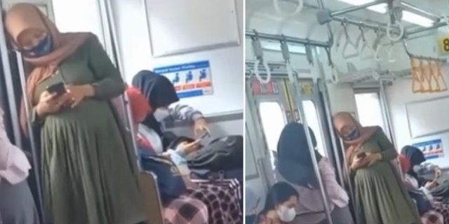 Foto Viral Bumil Dibiarkan Berdiri di KRL, Penumpang di Kursi Prioritas Asyik Main Ponsel